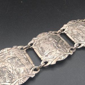 Vintage Silver Tone Chunky Mermaid Merman Bracelet